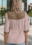 Stripe Cheetah Detail Top