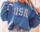 USA Floral Graphic Crew
