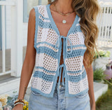 Blue Boho Tie Vest
