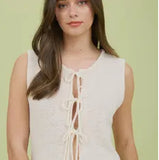 Tie Detail Sweater Vest (Cream)