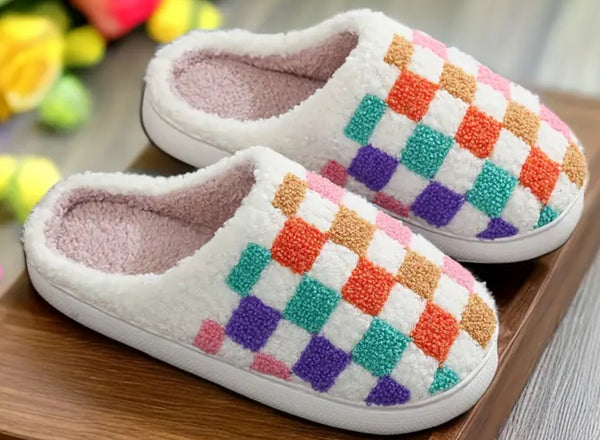 Colorful Check Slippers