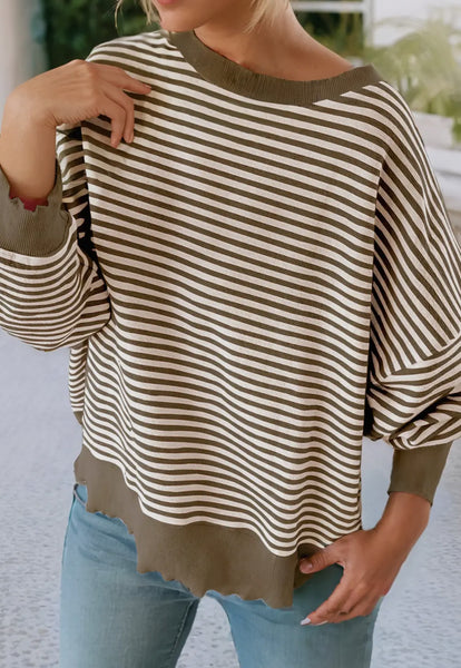 Brown striped Cozy Crew