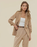 Harley Ruched Sleeve Blazer (Taupe)
