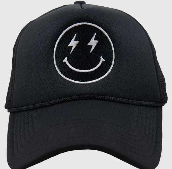 Black Smiley Trucker Hat