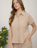 Linen Striped Button Up