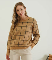 Monica Grid Sweater (camel)