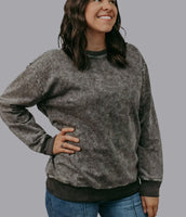 Acid Wash Black Crew