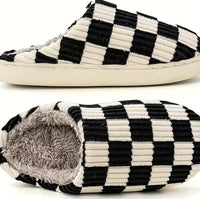 Checkered Black & White Slippers