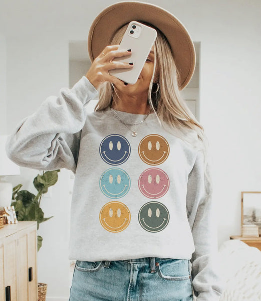Boho happy smiley crew