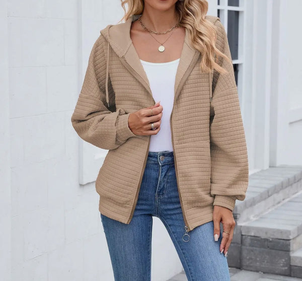 Quilted hoodie zip up