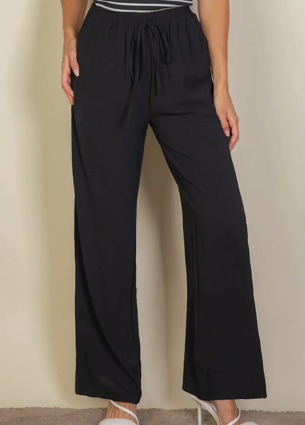 Drawstring Wide Leg (Black)