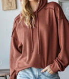 Susan Ribbed Hoodie (Rust)