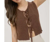Tie Detail Sweater Vest (Brown)