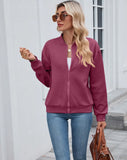 Quilted Zip Up Bomber (Berry)