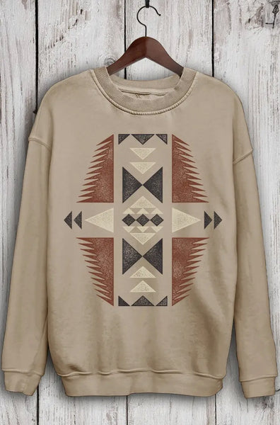 Aztec Taupe Graphic Crew