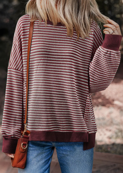 Burgundy striped top