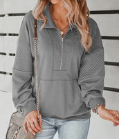 Quilted Zip Pullover (light grey)