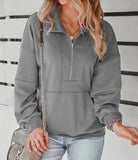 Quilted Zip Pullover (light grey)