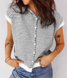 Striped Button Cardigan Top