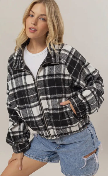 Plaid Zip Up Jacket