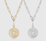 Stainless Steel Sunburst Cross (g & s)