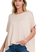 Ribbed Striped Tee (Sand Beige)