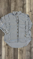 Black Striped Button Up
