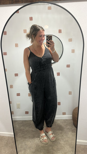 Black Acid Wash Jumpsuit
