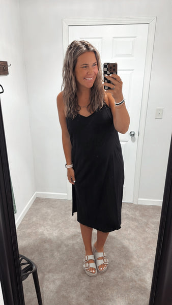 Midi Comfy Casual Dress (Black)