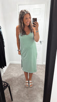 Midi Comfy Casual Dress (Sage)