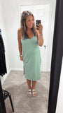 Midi Comfy Casual Dress (Sage)