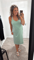 Midi Comfy Casual Dress (Sage)