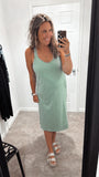 Midi Comfy Casual Dress (Sage)