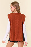 Drop Shoulder Cable Sweater Vest (2 colors)