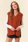 Drop Shoulder Cable Sweater Vest (2 colors)