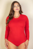 Plus Solid Long Sleeve Round Neck Bodysuit (3 colors)