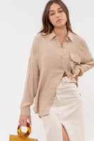 Button Up Taupe Top