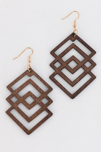 Wood Triangle Earrings