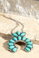 Turquoise Stone Blossom Necklace/Earring Set